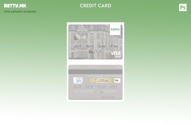 Модерен стил Шаблон за виза за дебитна картичка на луксембуршката банка Fortuna